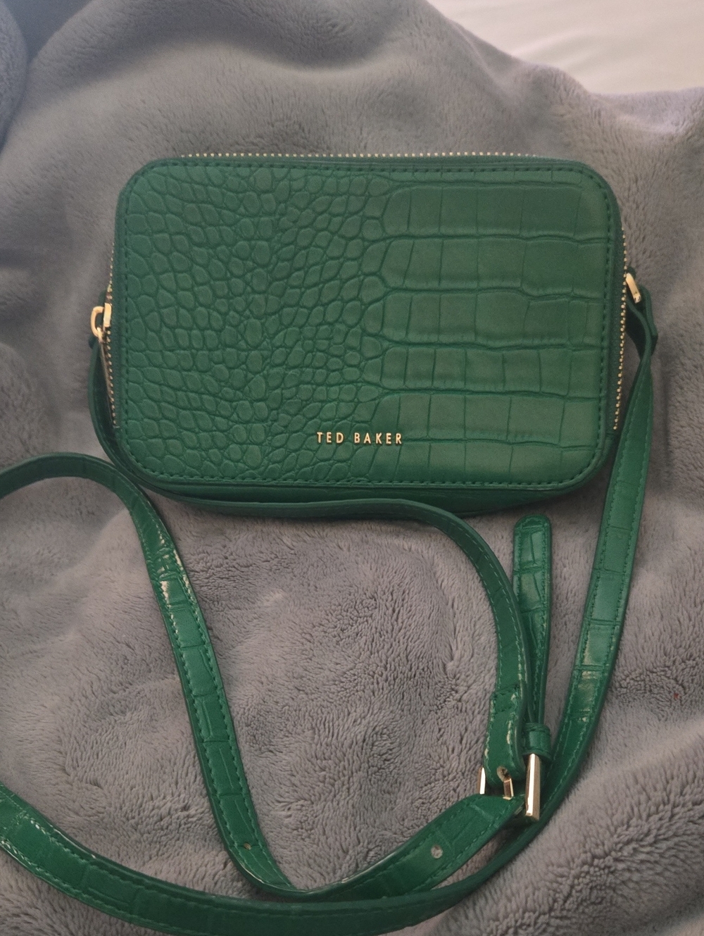 NWOT Ted Baker Green Croc-Embossed Crossbody Bag